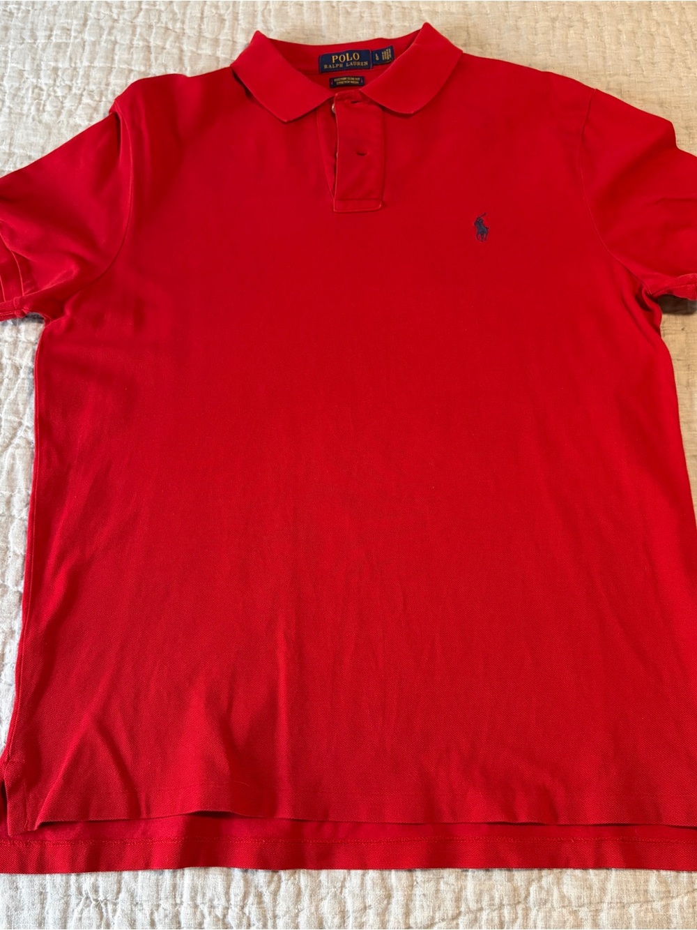 Polo by Ralph Lauren Men’s Bright Red Short-Sleeve Polo with Navy Pony
